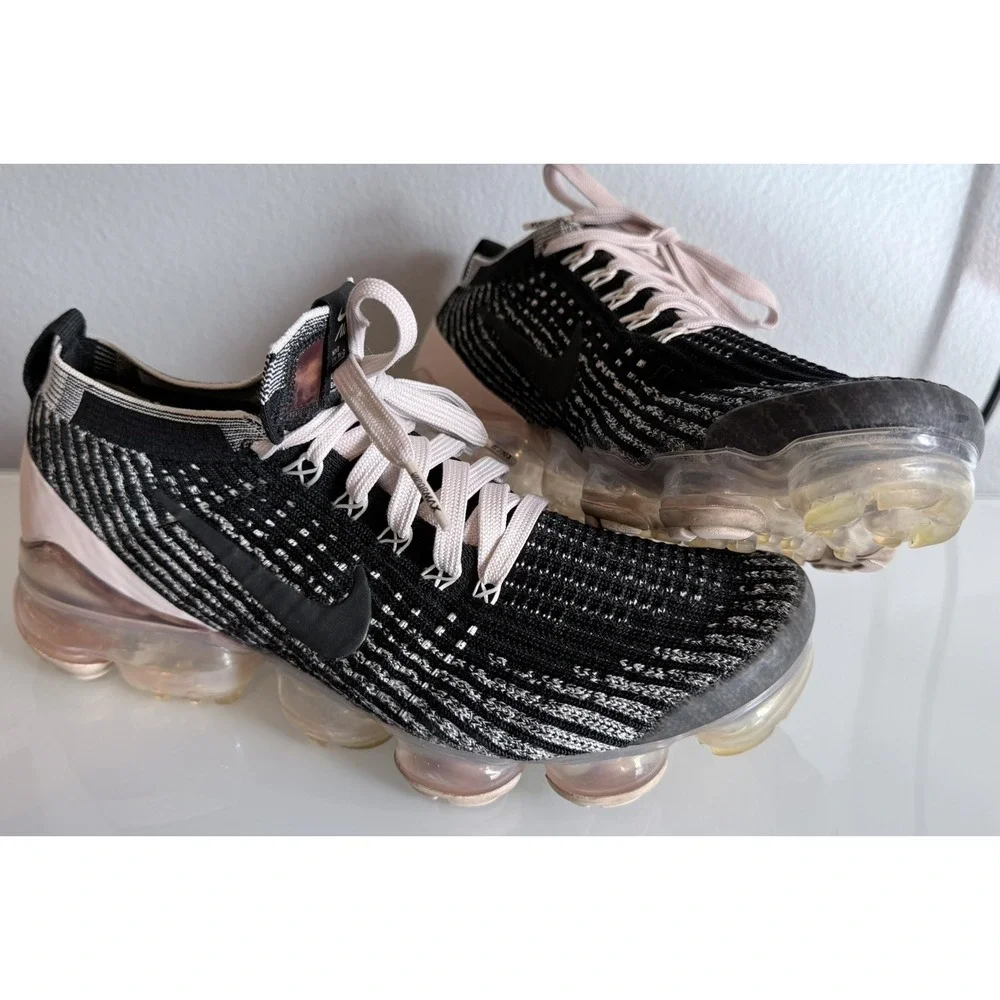 Nike Air VaporMax Flyknit 3 Black & Barely Rose | Women's Shoes (Size: 7)